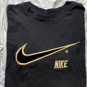 Nike Black Tee with Gold Swoosh